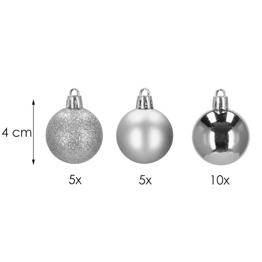 Bombki choinkowe na choinkę 4 cm zestaw 20 szt. srebrne