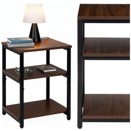 Szafka nocna, stolik z półkami do sypialni 35x31x59 cm nakastnik, ciemnobrązowy