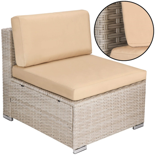 Meble ogrodowe zestaw modułowy technorattan stolik kawowy i 6 modułów beżowy