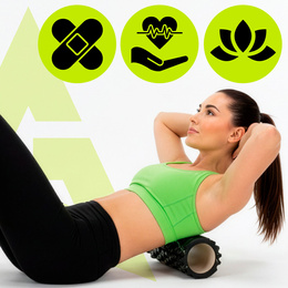 Wałek do masażu, średnio twardy, roller z wypustkami, czarny