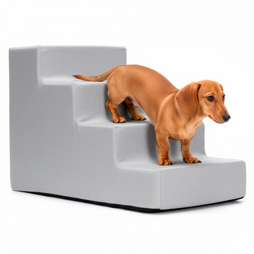 Schodki dla psa do łóżka 40 cm podest, rampa 4-stopniowa, szara