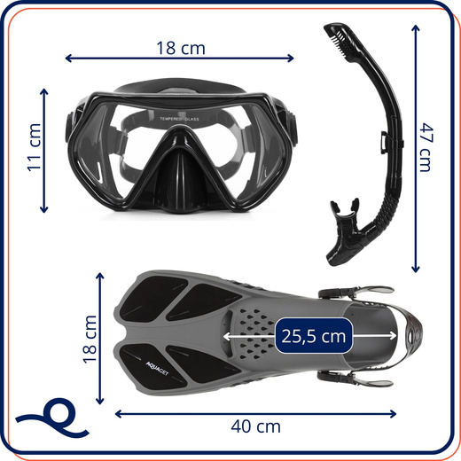 Zestaw do nurkowania snorkelingu płetwy 42-47, maska Anti-fog, fajka DryTop