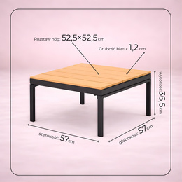 Meble ogrodowe zestaw stolik kawowy, sofa modułowa z poduszkami na taras czarno-brązowy