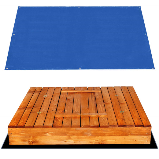 Piaskownica zamykana z ławkami 150x150 cm drewno impregnowane z plandeką i podłożem