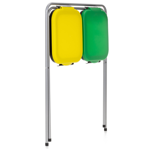 Stelaż na dwa worki do segregacji odpadów, stojak z pokrywami na śmieci