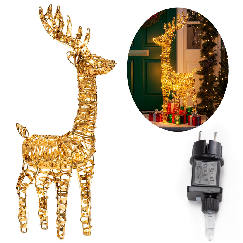 Renifer świąteczny 80 LED świetlna dekoracja do ogrodu biały ciepły