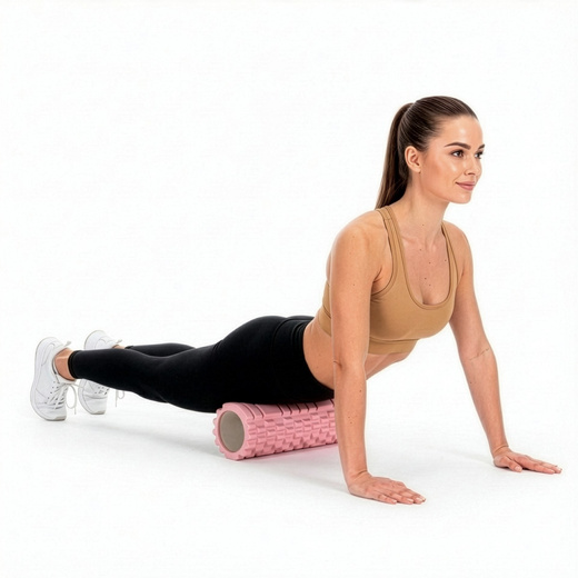 Wałek do masażu, średnio twardy, roller z wypustkami, różowy