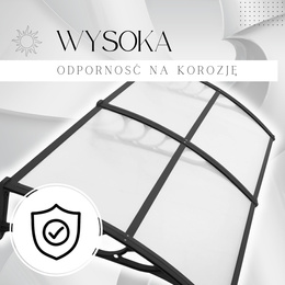 Zadaszenie, daszek do drzwi wejściowych, balkonowych, tarasowych 200x96 cm czarny, transparentny