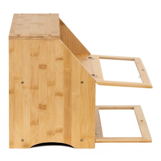 Chlebak zamykany, dwupoziomowy, szafka na pieczywo, bambusowy