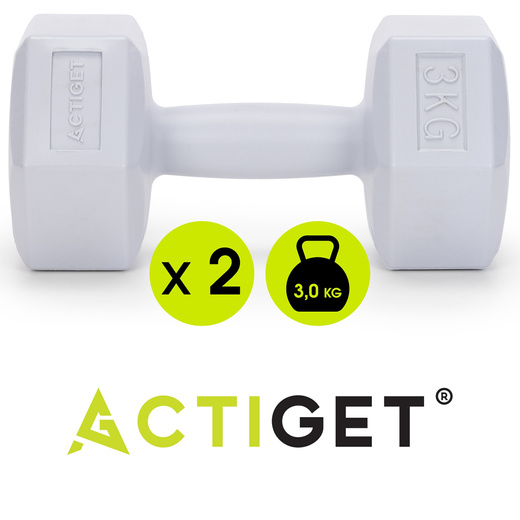 Ciężarki 2x3 kg hexagonalne do ćwiczeń fitness hantle zestaw 2 szt. szare