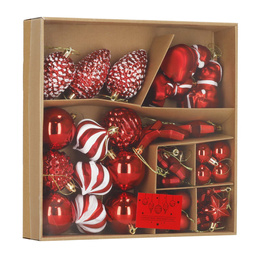 Bombki choinkowe 47 szt. zestaw dekoracji świątecznych, nietłukące, czerwony, złoty, biały