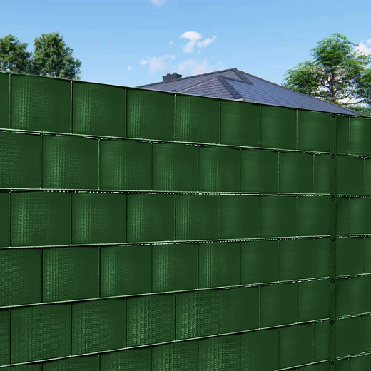 Taśma ogrodzeniowa i klipsy mocujące 20 szt. PVC 35 m x 19 cm 450 g/m2 ciemna zieleń
