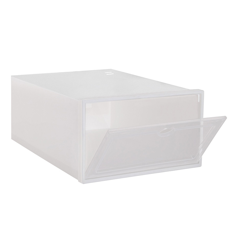 Pudełko na buty z klapą 31x21,5x12,5 cm biały organizer