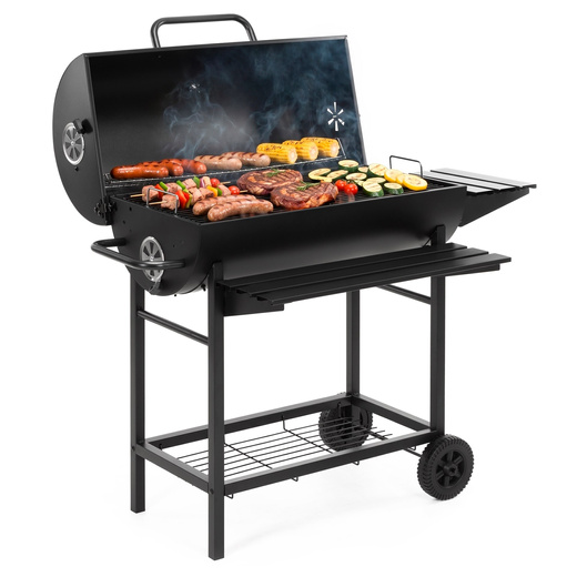 Grill węglowy, ogrodowy z pokrywą, termometrem, duży ruszt grillowy