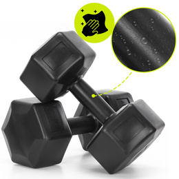 Ciężarki 2x10 kg hexagonalne do ćwiczeń fitness hantle zestaw 2 szt. czarne