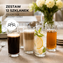 Szklanki do herbaty, kawy latte, mrożonej 200 ml zestaw 12 szt.