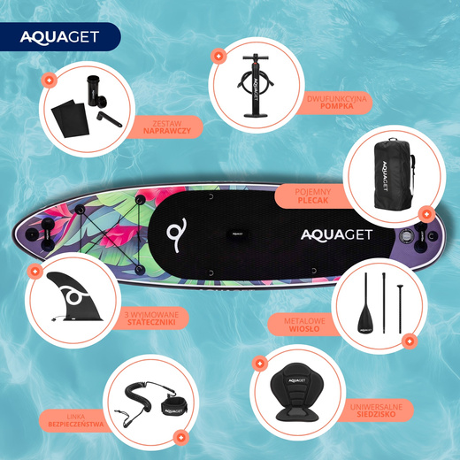 Deska SUP 320 cm pompowana do pływania na stojąco paddleboard z zestawem akcesoriów
