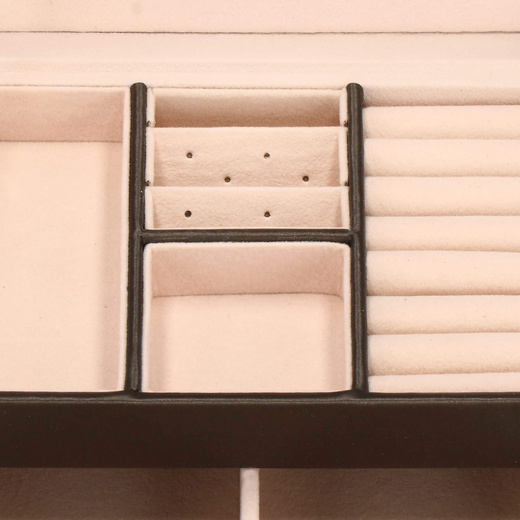 Szkatułka na biżuterię ekoskóra 17,5x14x12,5 cm brązowy organizer z przegródkami