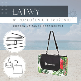 Koc plażowy piknikowy 200x200 cm mata egzotyczne rośliny