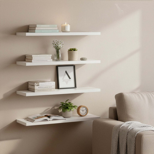 Półki ścienne 4 szt. na przyprawy, książki półki wiszące nowoczesne białe