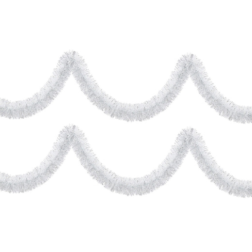 Łańcuch na choinkę 6m biało-srebrny girlanda choinkowa, średnica 10cm