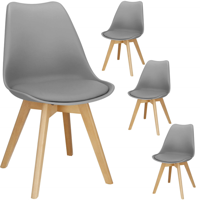 Krzesło skandynawskie 4 szt. krzesła do kuchni salonu jadalni Verde tapicerowana poduszka szare
