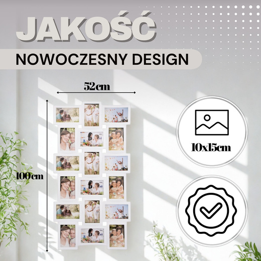 Ramka na zdjęcia 18 zdjęć multiramka 10x15 biała