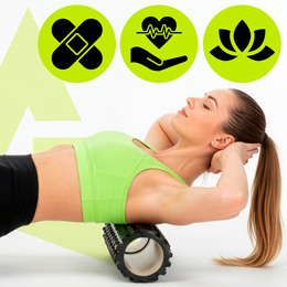 Wałek do masażu, średnio twardy, roller z wypustkami, czarny