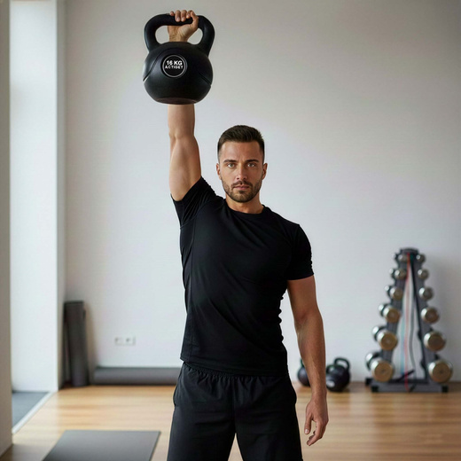 Kettlebelle odważnik kulowy 16 kg ABS hantla do ćwiczeń kula do treningu siłowego czarna