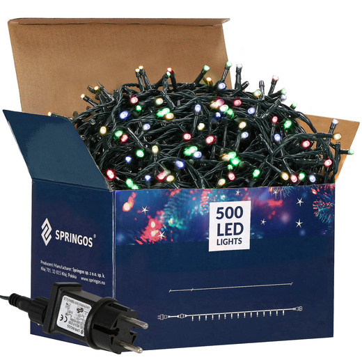 Lampki choinkowe 500 led multikolor 25 m oświetlenie świąteczne IP44