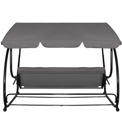 Huśtawka ogrodowa linda 4 osobowa 300 kg stalowa z regulowanym daszkiem szara