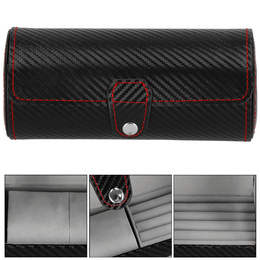 Szkatułka na zegarki czarna carbon organizer z 2 przegródkami
