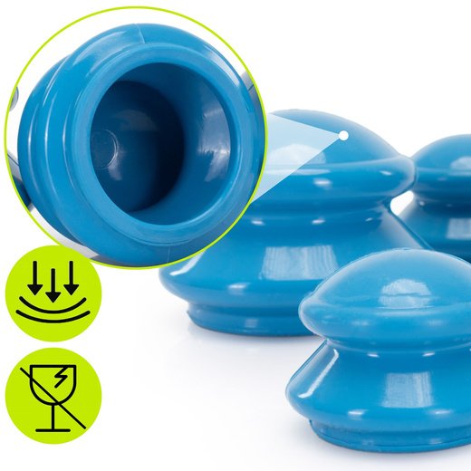 Bańki chiński, gumowe do masażu zestaw 4 szt. antycellulitowy, niebieskie