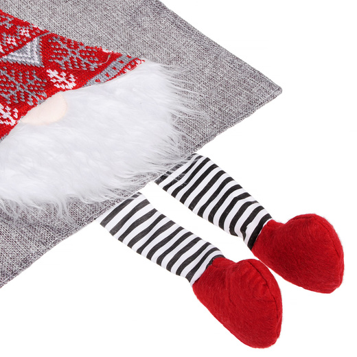 Bieżnik na stół 180x33cm obrus świąteczny z krasnalem szary