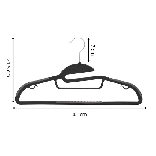 Wieszaki na ubrania 20 szt. antypoślizgowe plastikowe odzieżowe do szafy czarne