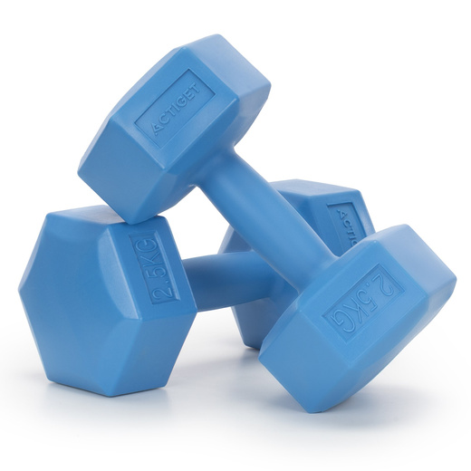 Ciężarki 2x2,5kg hexagonalne do ćwiczeń fitness hantle zestaw 2 szt. niebieskie