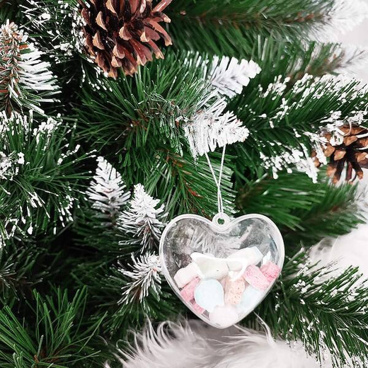 Bombki akrylowe 10cm serce plastikowe decoupage zestaw 2 szt.