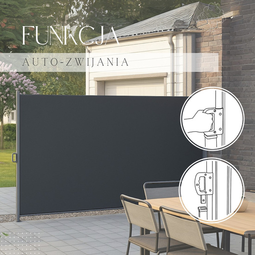Markiza boczna na taras i balkon 250x160 cm osłona rozsuwana roleta grafitowa