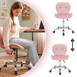 Fotel biurowy obrotowy krzesło na kółkach do nauki, pracy regulowane ergonomiczne różowe