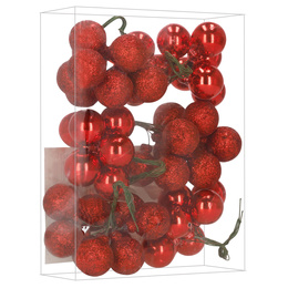 Bombki choinkowe 54 szt. zestaw ozdoby świąteczne na drucikach brokatowe matowe czerwone