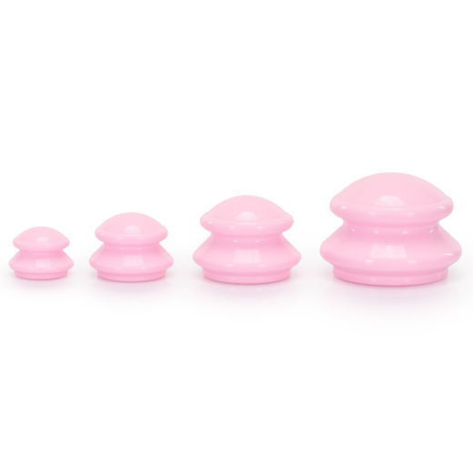 Bańki chiński, gumowe do masażu zestaw 4 szt. antycellulitowy, różowe