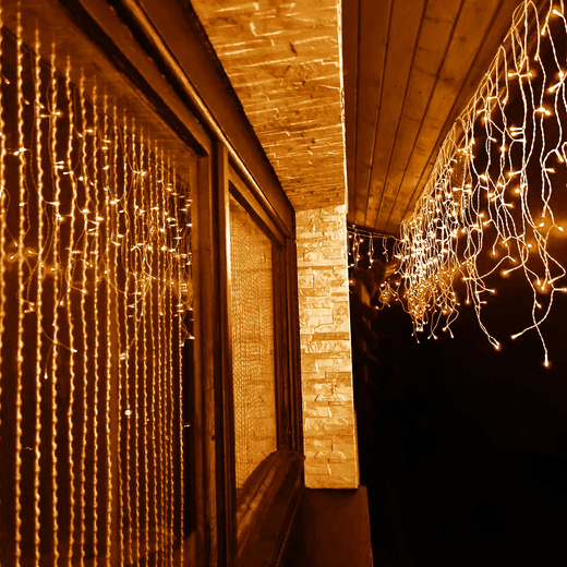 Kurtyna świetlna z pilotem 1000 led girlanda, lampki wewnętrzno-zewnętrzne 45 m sople ciepły biały