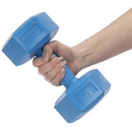 Ciężarki 2x2,5kg hexagonalne do ćwiczeń fitness hantle zestaw 2 szt. niebieskie