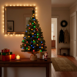 Choinka sztuczna 90 cm z oświetleniem lampki choinkowe 50 LED multikolor, na stolik, biurko