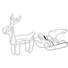 Renifer Led 122 cm świąteczny z saniami świetlna dekoracja do ogrodu biały ciepły