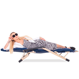 Leżaki ogrodowe 2 szt. składane fotele z poduszkami na balkon, taras granatowe
