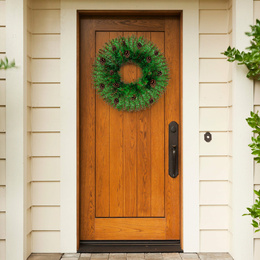 Wieniec świąteczny, wianek na drzwi 45 cm sztuczny stroik z szyszkami, zielony