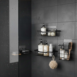 Półki łazienkowe, zestaw 5 szt. półka pod prysznic, wisząca, czarne