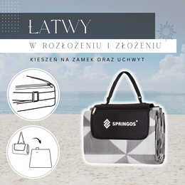 Koc piknikowy plażowy biwak springos 220x180 cm mata