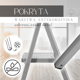 Drabina stalowa składana 3-stopniowa wys. 123 cm antypoślizgowa do 150 kg domowa